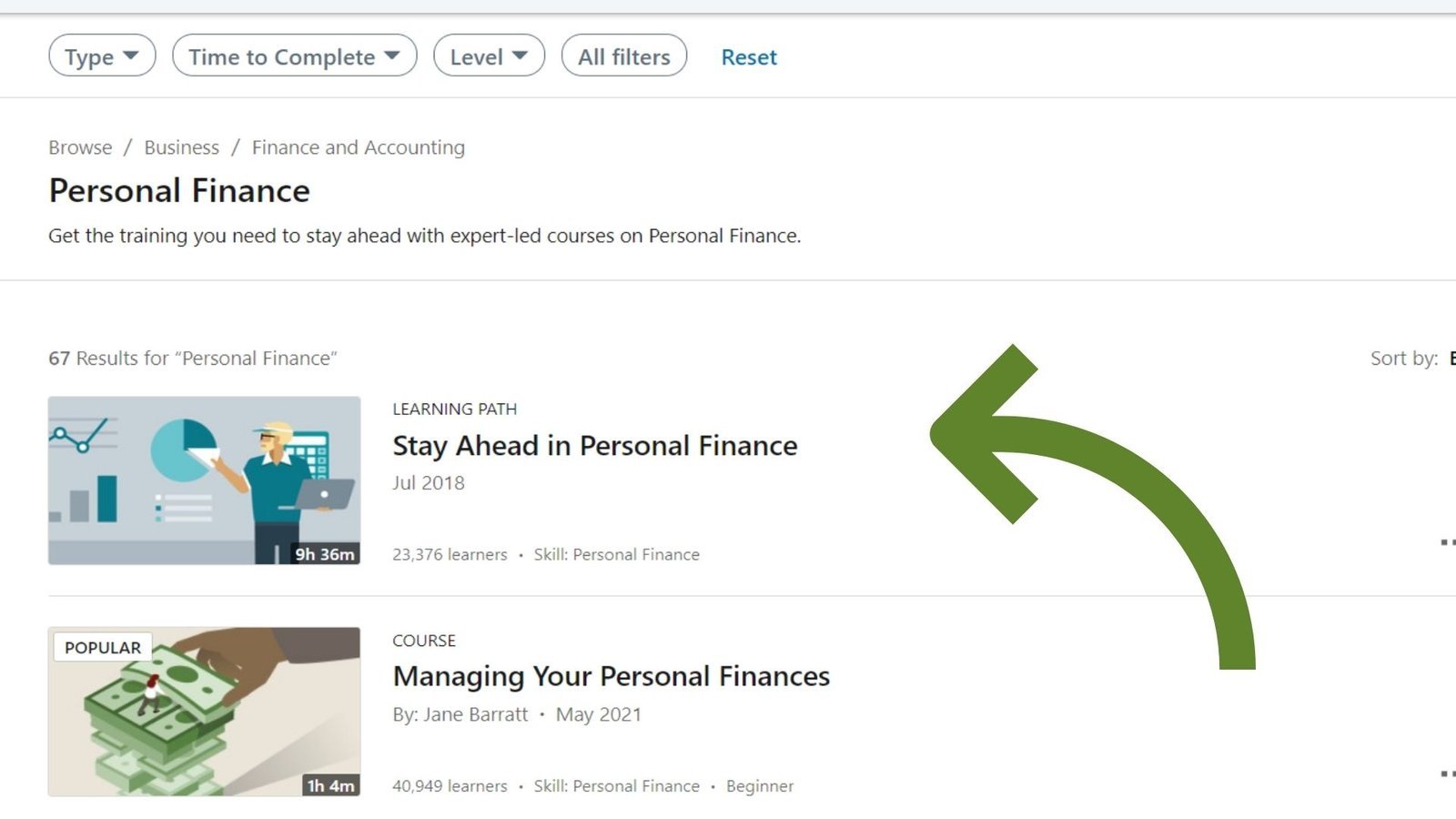 linkedin learning finance