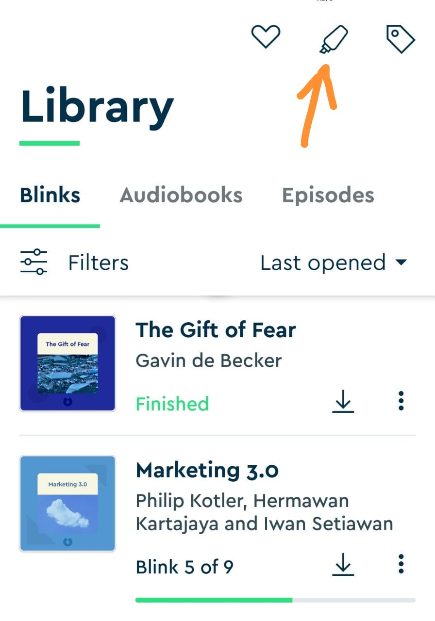 Blinkist library section in app