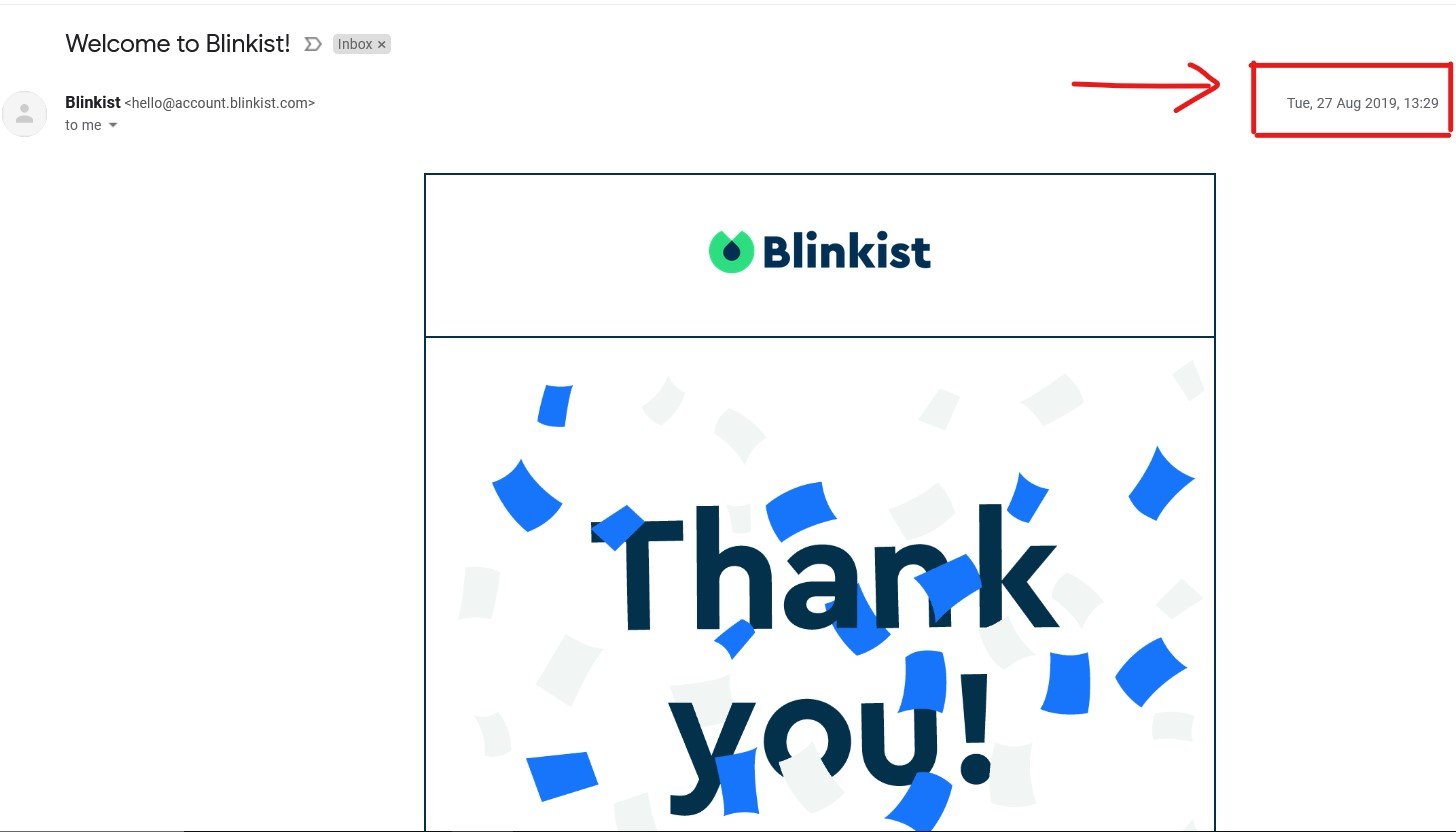 blinkist welcome email