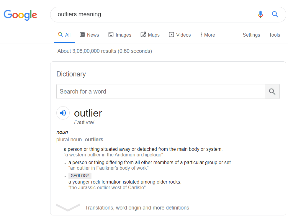 outlier meaning screenshot